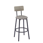 Round bar stool set with shelf, upholstered stool with backrest Grey, 23.62'' W x 23.62'' D x 35.43'' H. - Grand Goldman Shop