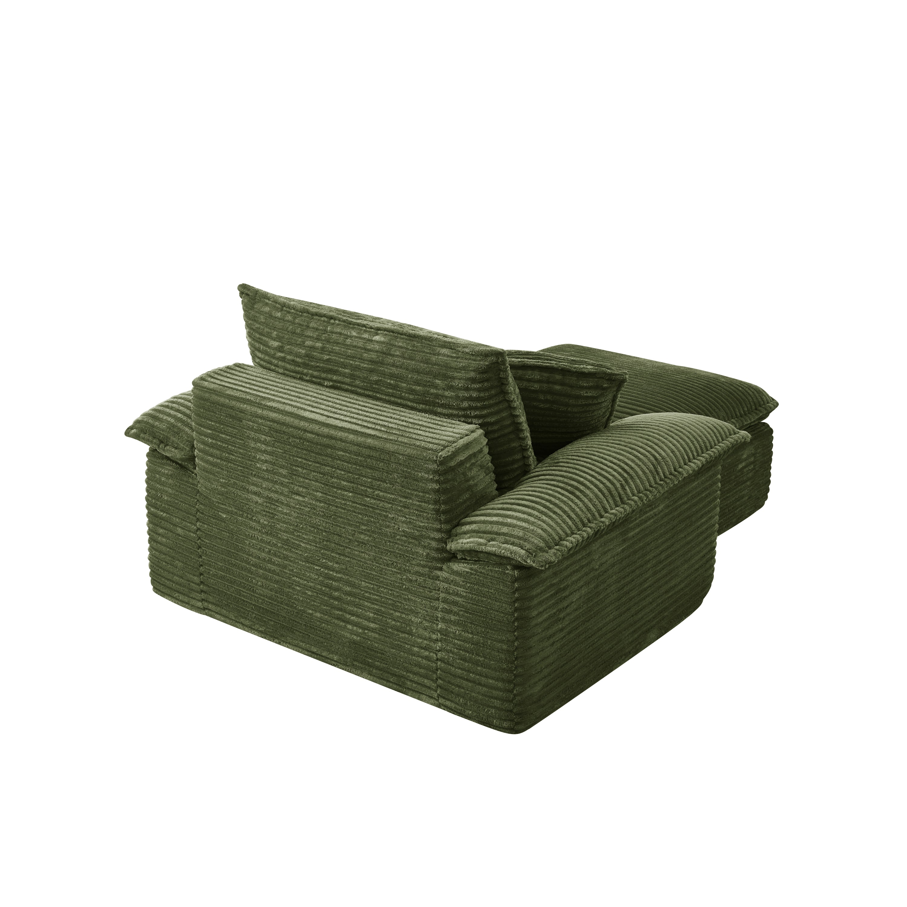 47' Oversized Sofa Chair and a Half with Deep Seat & Movable 2-Layer Ottoman Set,  Cloud Sofa Bed with Chaise, 1-Seater Modular Sectional Sleeper Couch for Living Room, No Assembly Teddy-Fleece, Green - Grand Goldman Shop