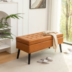 Storage Bench with Storage Bench for Bedroom End of Bed Bench Foot of Bed Bench Entryway Bench Storage Ottoman Bench 43.3' W x 17.7' Brown Leather Bench - Grand Goldman Shop