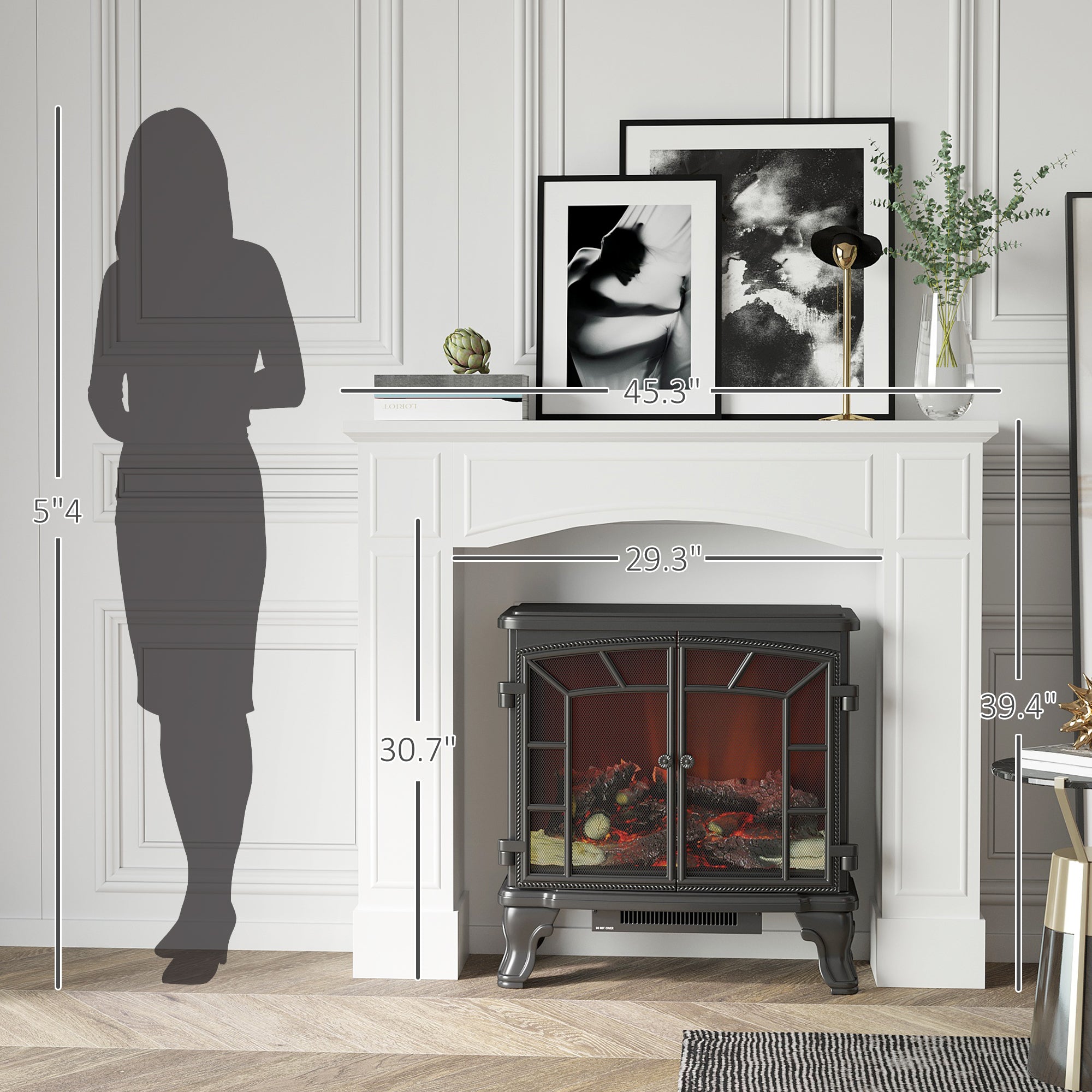 HOMCOM Modern Fireplace Mantel, Surround Mantels for Fireplace with Decorative Pattern Interior Width 29' White - Grand Goldman Shop