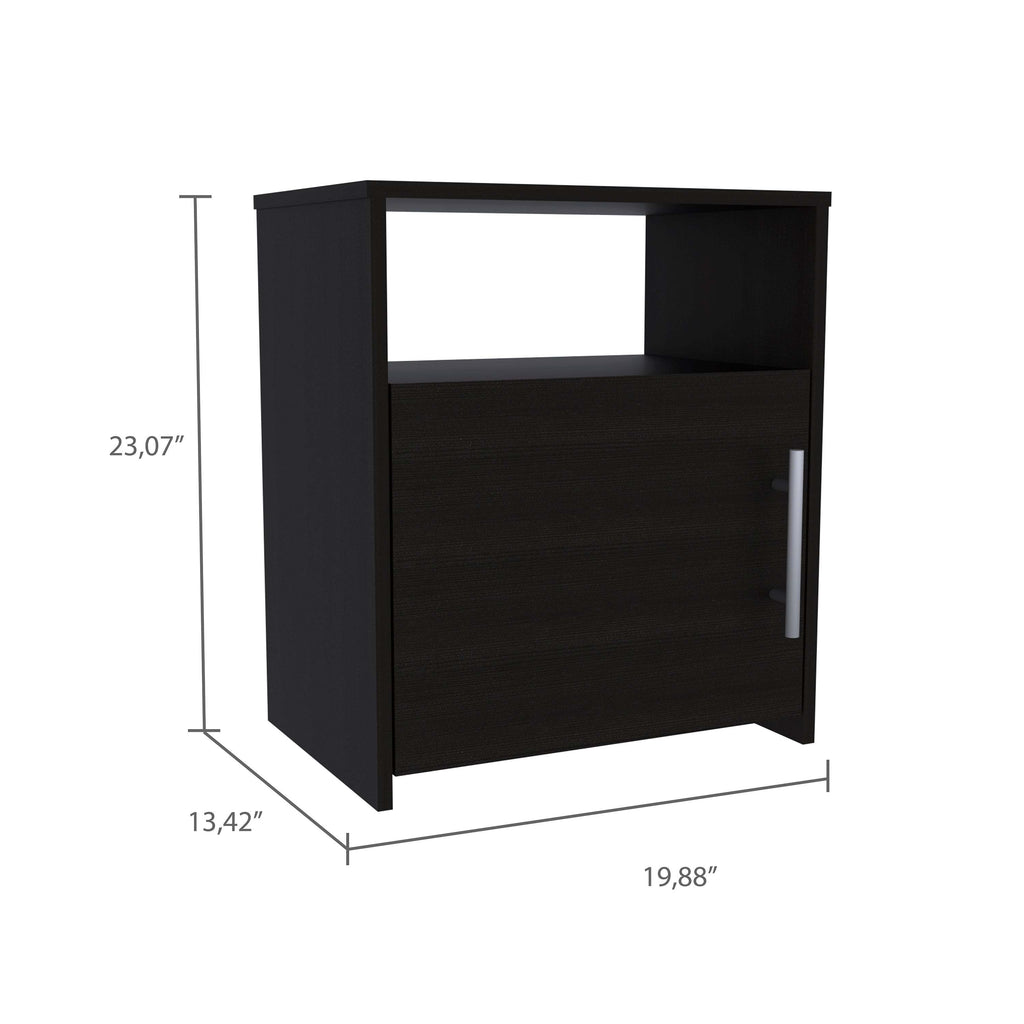 2 Piece Bedroom Set, Egeo 4 Drawer Dresser + Omaha Nightstand, Black / Pine - Grand Goldman Shop