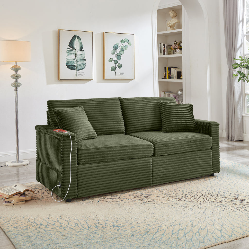 Comfortable Fluffy Corduroy Lazy Sofa, Storage Space for Big Loveseat, Super Soft Chaise Lounge with Double Ottomans and Table Board,Suitable for Chailiving - Grand Goldman Shop