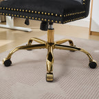 A&A Furniture Office Chair,Modern Velvet Upholstered Tufted Button Home Office Chair with Golden Metal Base,Adjustable Desk C