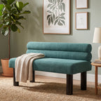 Upholstered Dining Bench, End of Bed, Entryway Bench, Ottoman for Dining Room, Bedroom, Living Room, Rubber Wood Leg 300 LBS Support, Green - Grand Goldman Shop