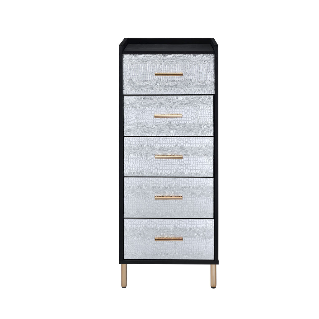Myles Black, Silver & Gold Finish Jewelry Armoire - Grand Goldman Shop