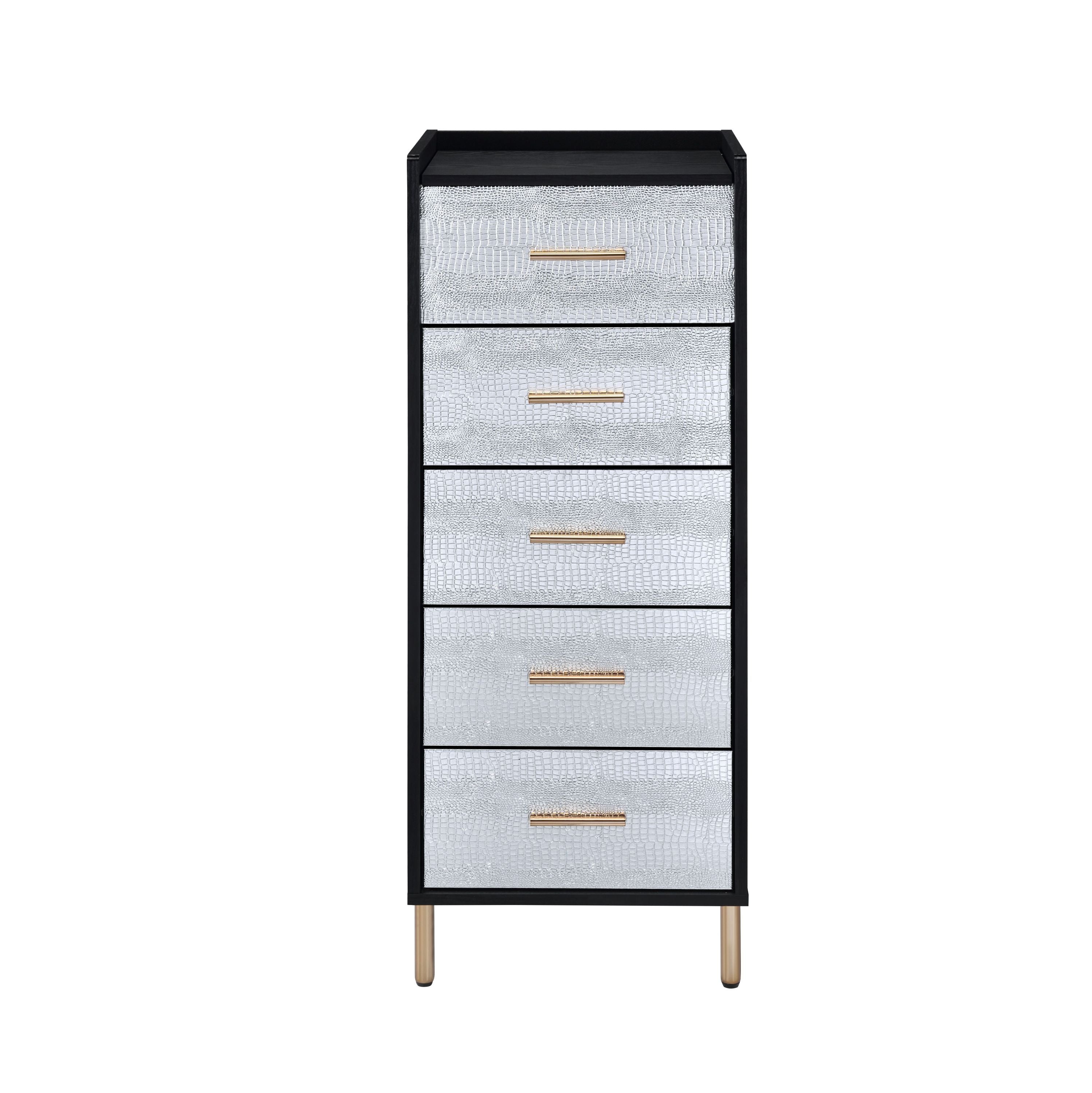 Myles Black, Silver & Gold Finish Jewelry Armoire - Grand Goldman Shop