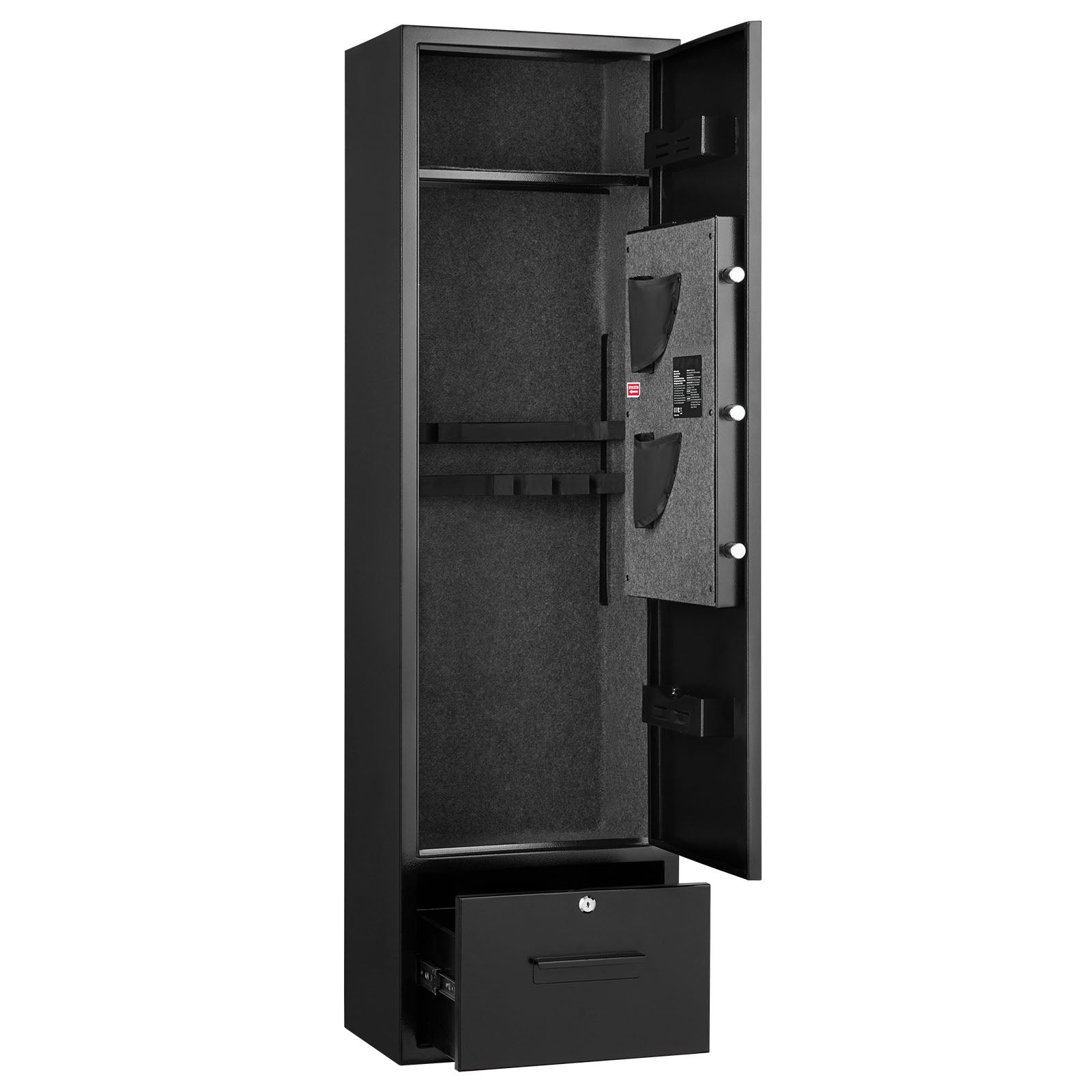 Stylish 4 Gun Safe, Long Gun Cabinet for Rifles and Pistols, Quick Access Rifle Safe with 2 Ammo Slots, 2 Pistol Pockets & 2 