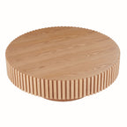 31.49'' Round Wood Coffee Table for Living Room, Modern Handcraft Drum Coffee Table, Circle Wooden Coffee Table for Small Space Apartment ASH.(Same Sku:W876P243948) - Grand Goldman Shop