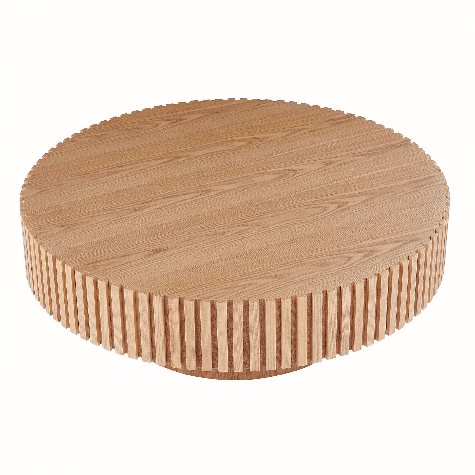 Natural Wood Coffee Table 39.37 MDF coffee table Modern Handcraft Drum Coffee Table  Circle Coffee Table for Living Room,ASH - Grand Goldman Shop