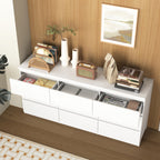9 Drawer Dresser with No Handle Design, Modern White Matte Wood Dresser for Bedroom, Storage Chest of Drawers for Living Room, Hallway, Entryway - Grand Goldman Shop