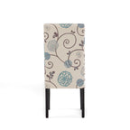 Contemporary Dining Chair Set with Rubberwood Legs in White and Blue Fabric - Grand Goldman Shop