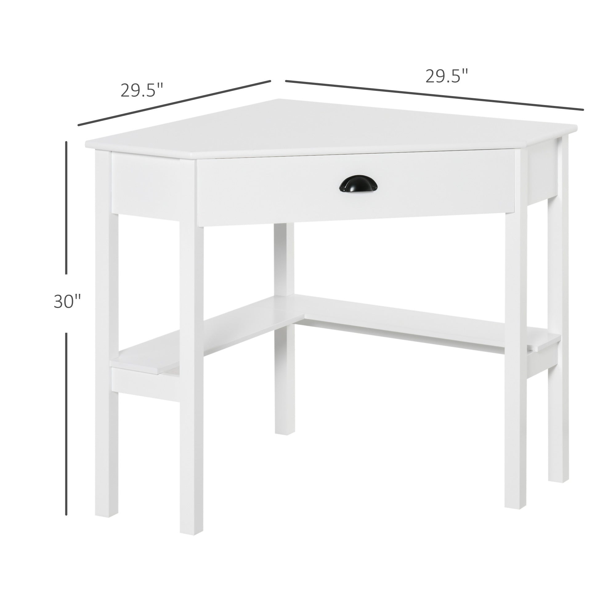HOMCOM Corner Desk, Triangle Computer Desk with Drawer and Storage Shelves for Small Spaces, Home Office Workstation for Livi