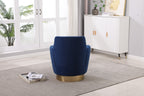 Velvet Swivel Barrel Chair, Swivel Accent Chairs Armchair for Living Room, Reading Chairs for Bedroom Comfy, Round Barrel Chairs with Gold Stainless Steel Base (Navy) - Grand Goldman Shop