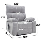 Grey Heat Massage Dual Motor Infinite Position Up to 350 LBS Large Electric Power Lift Recliners with Hidden Cup Holders, Power-Remote, Medium-firm and Heavy Duty - Grand Goldman Shop
