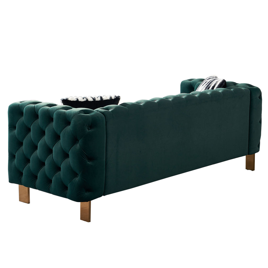 Chesterfield Modern Tufted Velvet Living Room Sofa, 84.25''W Couch,Green - Grand Goldman Shop