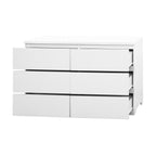 Modern White 6 Drawer Dresser, Wave Panel Drawer Fronts, Storage Cabinet, Versatile Chest of Drawers for Bedroom, Living Room - Sleek & Spacious Home Storage Solution - Grand Goldman Shop