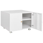 White Steel 2-Door Copier Cabinet with Mobile Pedestal and Printer Stand - Grand Goldman