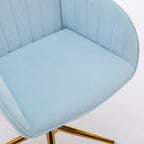 TY Adjustable Office Chair, Ergonomic Swivel Chair with Golden Base, Baby Blue Velvet, Comfortable for Long Sitting - Grand G