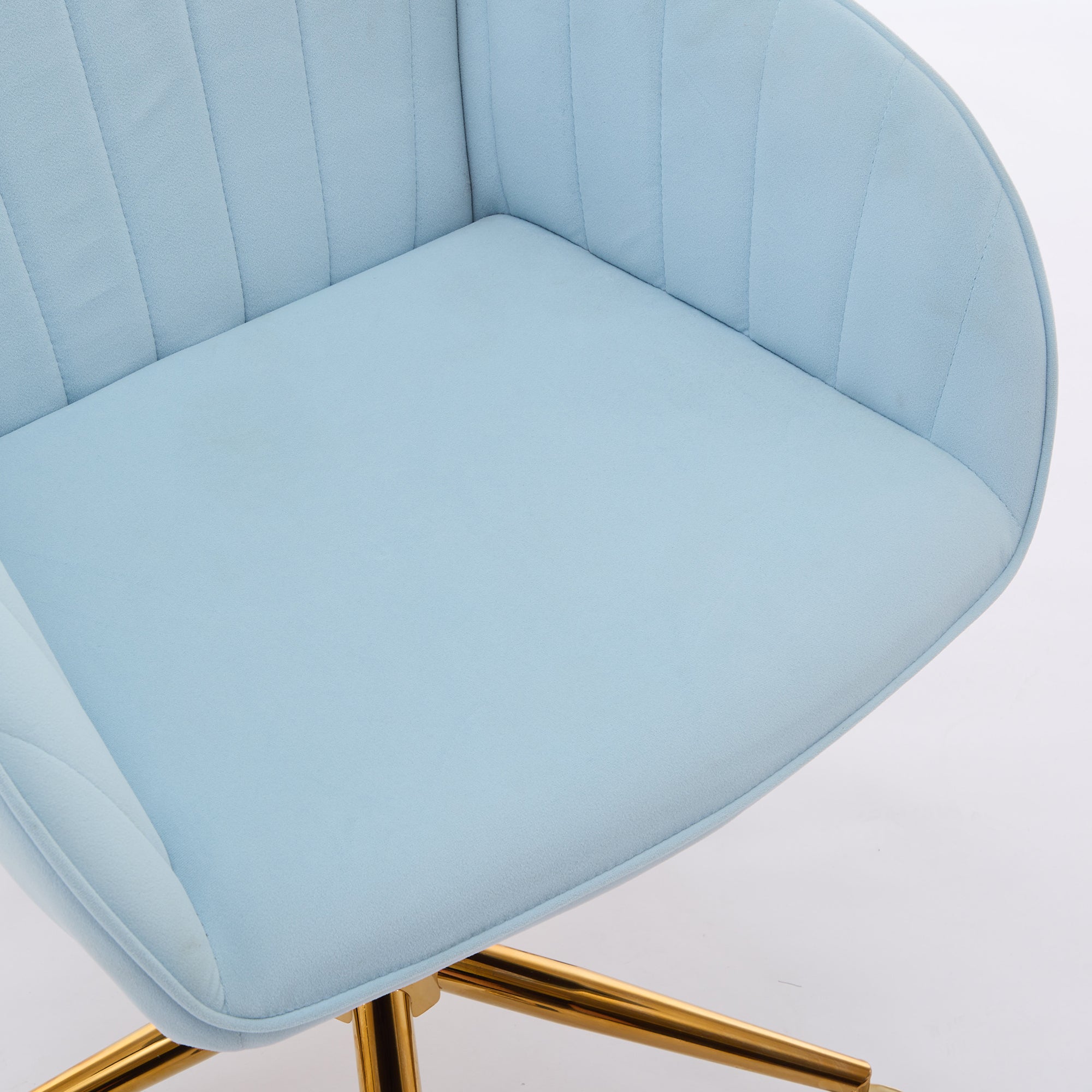 TY Adjustable Office Chair, Ergonomic Swivel Chair with Golden Base, Baby Blue Velvet, Comfortable for Long Sitting - Grand G