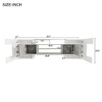 ON-TREND Unique Shape TV Stand with 2 Illuminated Glass Shelves, High Gloss Entertainment Center for TVs Up to 88', Versatile TV Cabinet with LED Color Changing Lights for Living Room, Grey - Grand Goldman Shop
