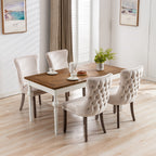 A&A Furniture,Upholstered Wing-Back Dining Chair with Backstitching Nailhead Trim and Solid Wood Legs,Set of 2, Beige,SW8809BG,KD - Grand Goldman Shop