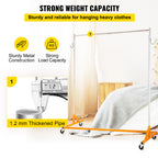 Z Rack, Industrial Grade Z Base Garment Rack, Height Adjustable Rolling Z Garment Rack, Sturdy Steel Z Base Clothing Rack w/ Lockable Casters for Home Garment Store Display Commercial Use Orange - Grand Goldman Shop