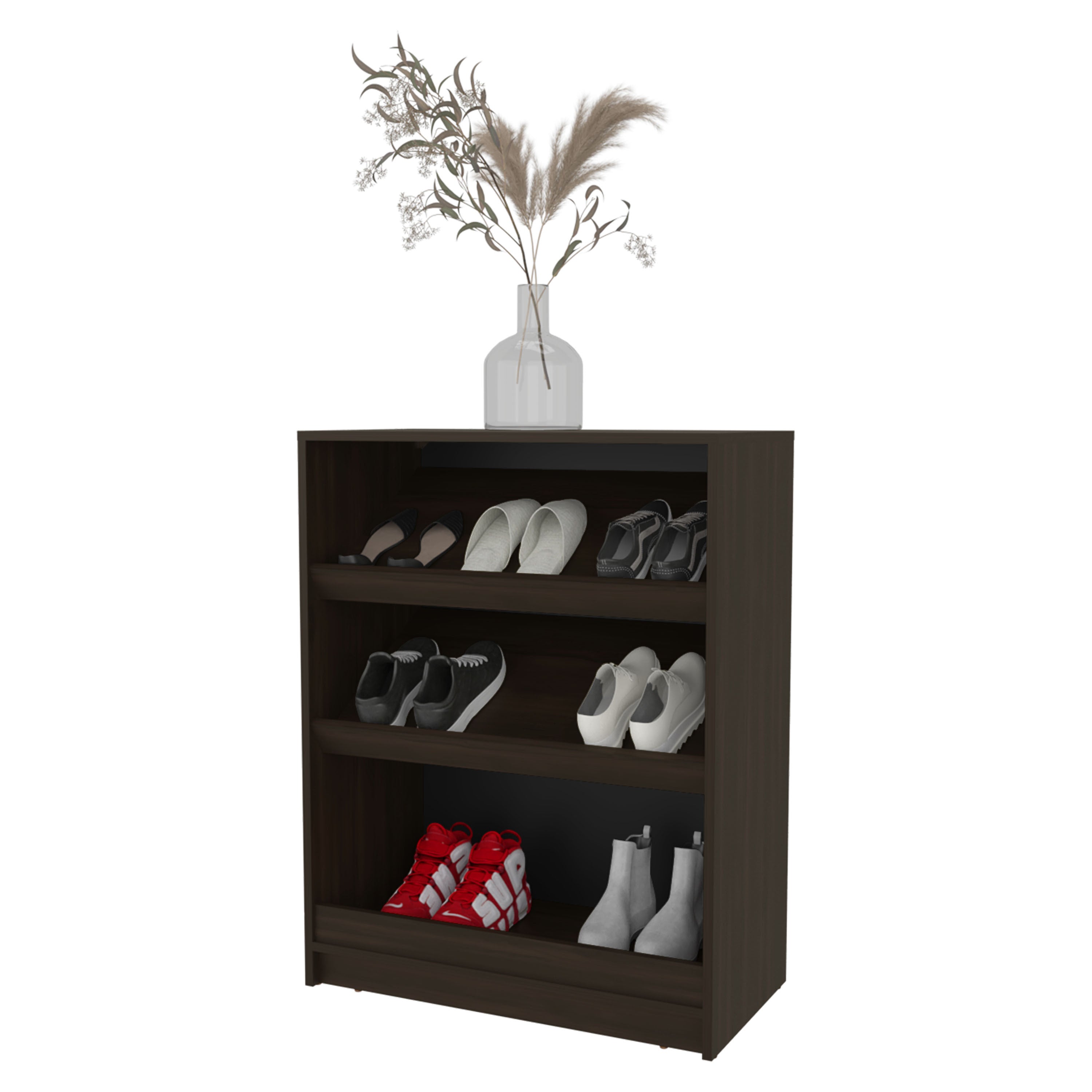 FM FURNITURE Oatman Shoe Rack with Open Storage, Wengue - Grand Goldman Shop