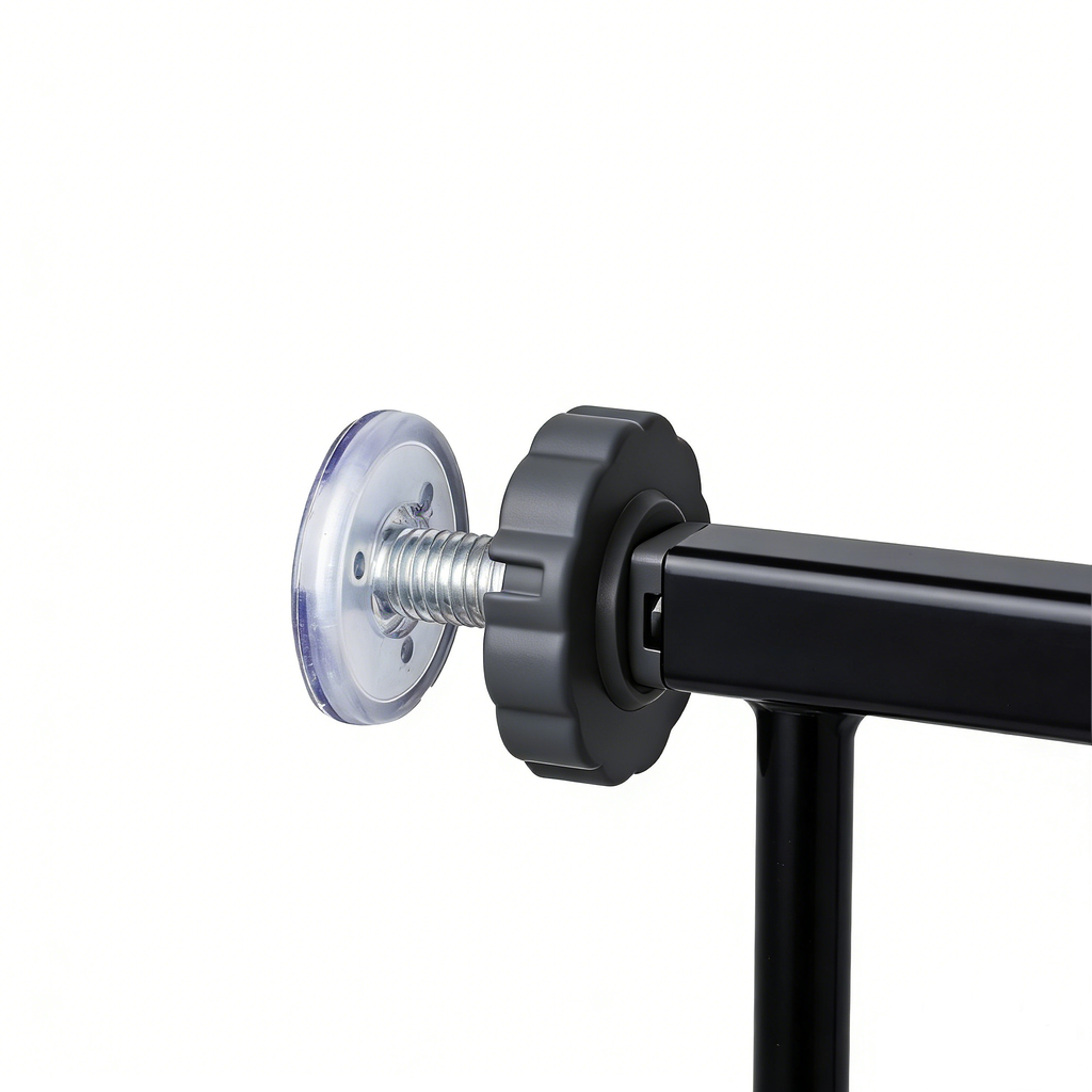Black Pressure-Mounted Baby Gate for Stairs and Doorways, 29.5-44.1' Wide, Steel and ABS Construction, Easy Walk-Through Safe