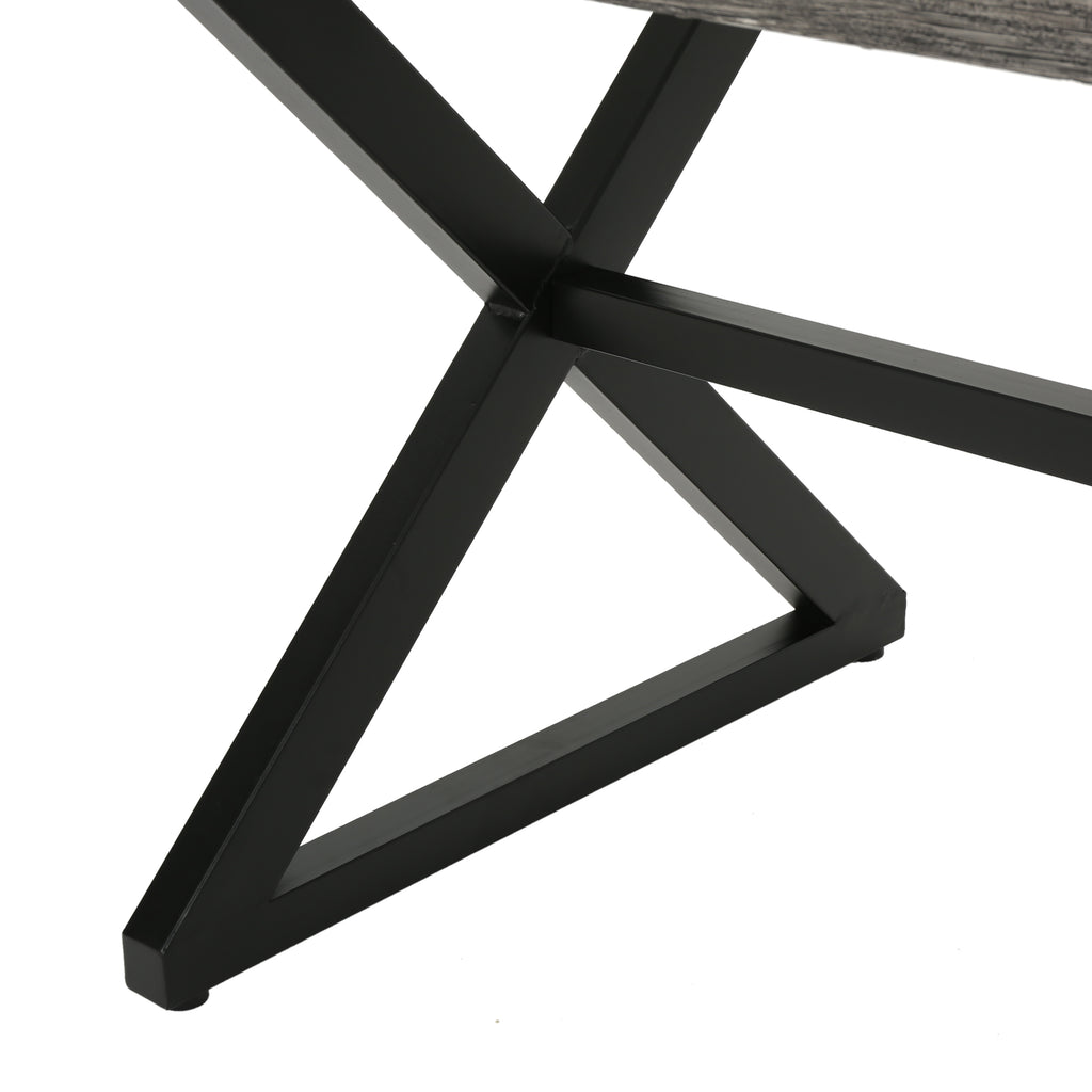 Rolando Outdoor Aluminum Dining Table with Steel Frame, Grey / Black - Grand Goldman Shop