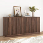 Buffet Cabinet with Storage, 62.60' Sideboard Cabinet with 4 Doors & Shelves, Wooden Kitchen Coffee Bar Credenza Storage for Living Room, Hallway Walnut - Grand Goldman Shop
