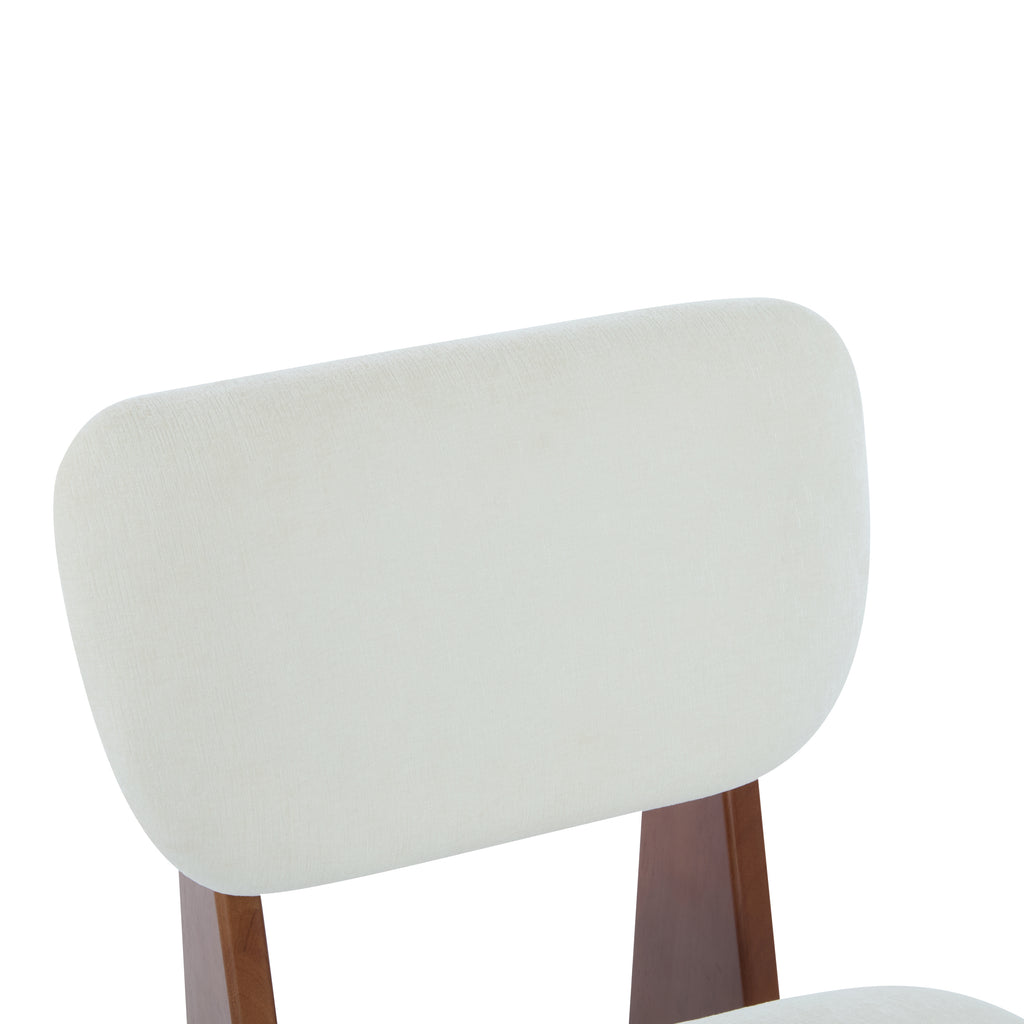 [Set of 2] Modern Beige Lounge Chair with Polyester Upholstery, Sturdy Wood Base With Walnut Finish, Minimalist and Stylish Accent Seating for Living Room, Bedroom, or Office - Grand Goldman Shop