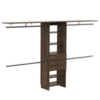 Plego 69'W - 118'W Drawers Closet System, Five Shelves, Four Hanging Rods, Three Drawers -Dark Walnut - Grand Goldman Shop