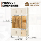 Portable Wardrobe Closet Storage Organizer with 9 Magnetic Doors, Cream White, - Grand Goldman Shop
