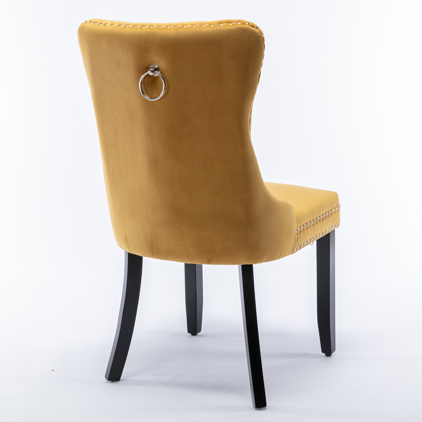 Nikki Collection Modern, High-end Tufted Solid Wood Contemporary Velvet Upholstered Dining Chair with Wood Legs Nailhead Trim 2-Pcs Set,Gloden, SW2001GL - Grand Goldman Shop
