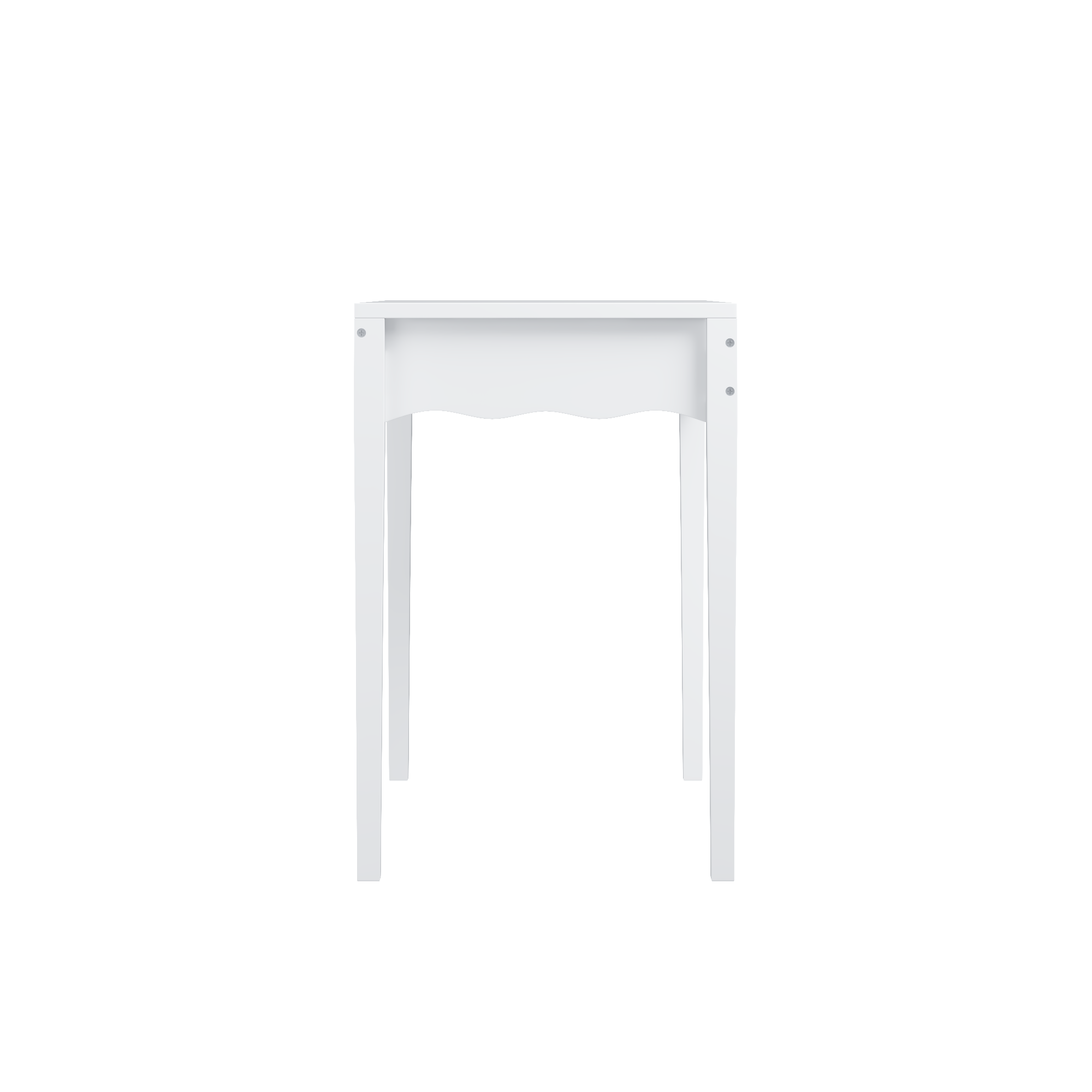 White 35.43' Vanity Desk with Drawer – Modern Makeup Table with Scalloped Front & Gold Knob, Compact Writing Desk with 4 Sturdy Legs for Bedroom, Small Home Office & Apartment Spaces - Grand Goldman Shop