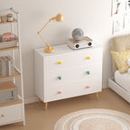 Kids 3 Drawer Dresser, White Nursery Storage Cabinet with Anti-Tip Safety Feature, Solid Wood and MDF Construction, Compact D