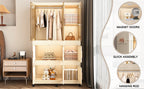 Portable Wardrobe Closet Storage Organizer with 9 Magnetic Doors, Cream White, - Grand Goldman Shop