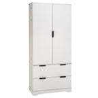 72' Modern Fluted Kitchen Pantry Cabinet with 2 Large Drawers & 8-Door Spice Rack, White MDF Freestanding Storage Organizer for Bathroom, Dining Room, Office, Entryway - Grand Goldman Shop