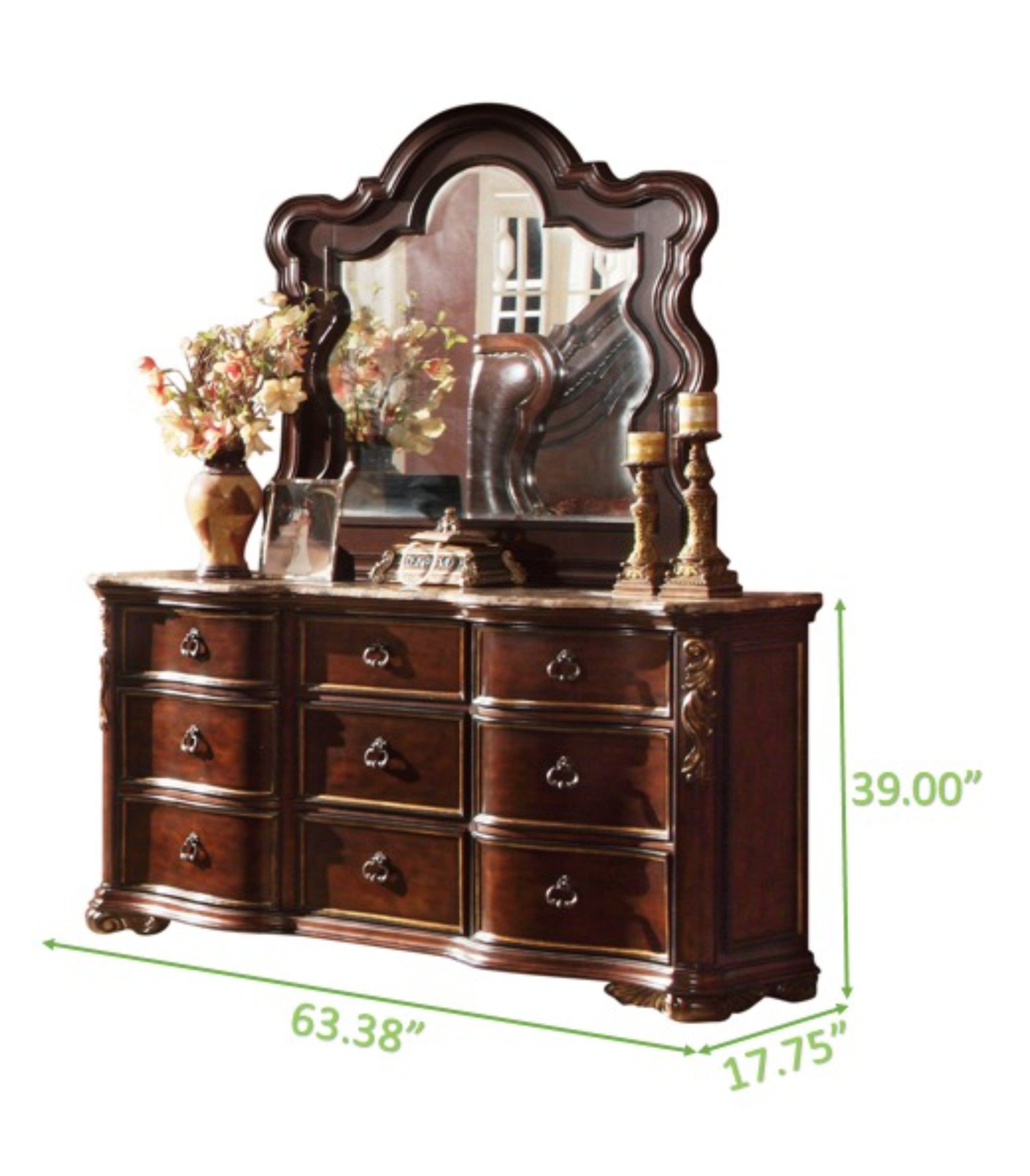 Bella Traditional Queen 4pc Bedroom set made with wood in Dark Walnut - Grand Goldman Shop