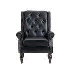 Modern Accent Armchair with Sturdy Wood Legs in Black PU Leather for Living Room or Bedroom - Grand Goldman Shop