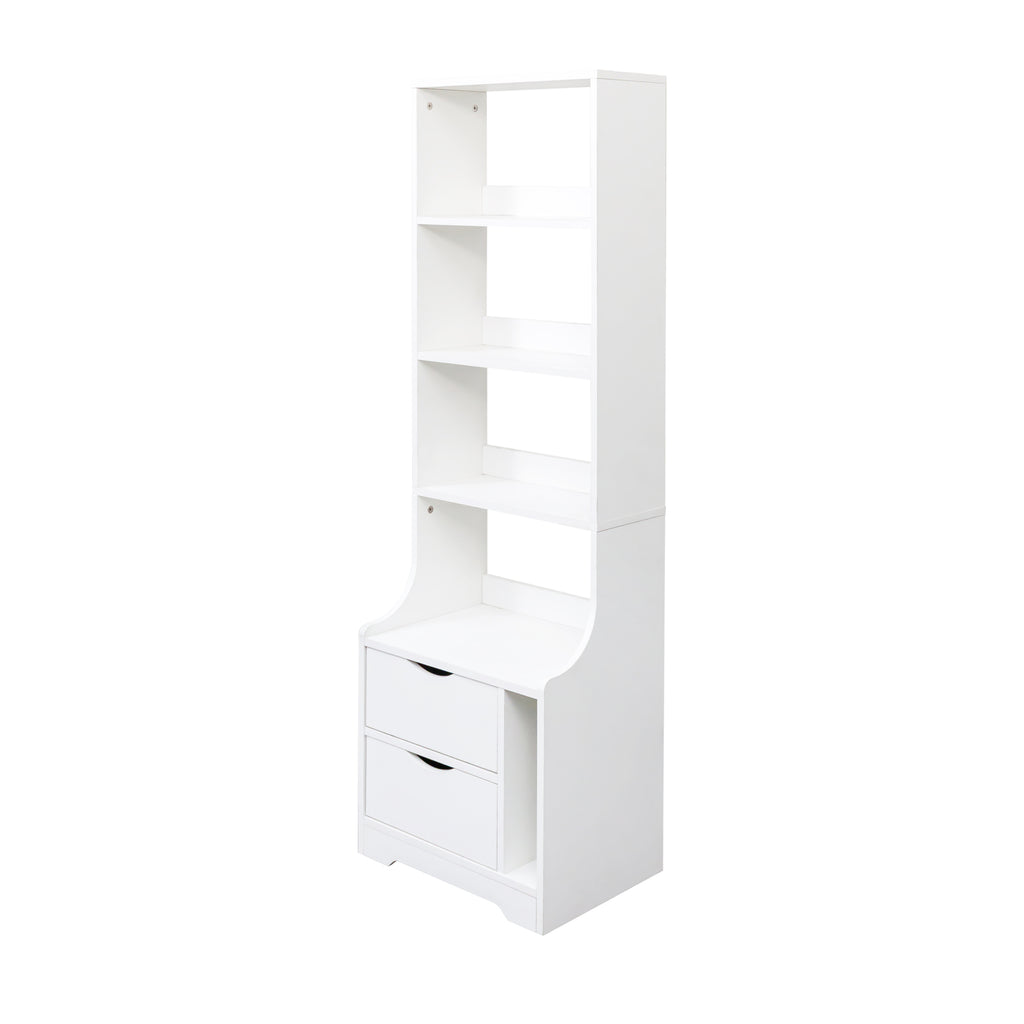 Night Stand with Bookshelf, Night Stand with 2 Storage Drawers for Bedroom - Grand Goldman Shop
