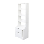 Night Stand with Bookshelf, Night Stand with 2 Storage Drawers for Bedroom - Grand Goldman Shop
