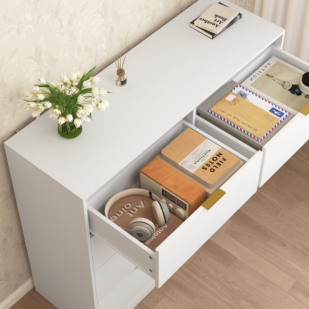 8 Drawers Dresser for Bedroom, Wood Bedroom Dresser Modern Drawer Chest, 8 Chest of Drawer, Tall Dresser for Closet, Dressers Organizer for Living Room, Closet, Hallway White - Grand Goldman Shop