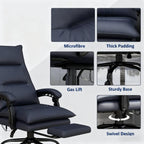 High-End Dark Gray Office Recliner with Adjustable Footrest - Luxury Craftsmanship for Professionals Seeking All-Day Comfort 