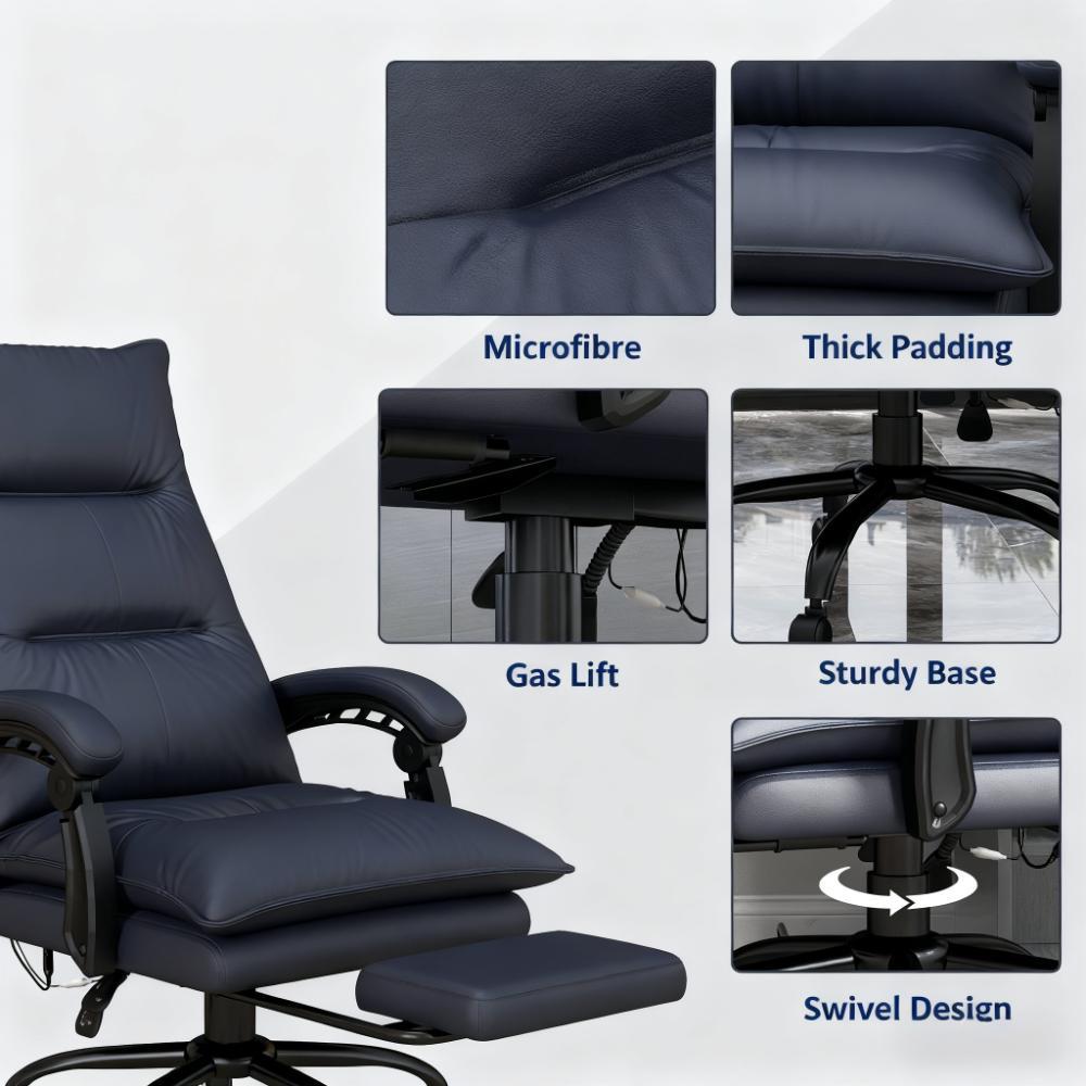 High-End Dark Gray Office Recliner with Adjustable Footrest - Luxury Craftsmanship for Professionals Seeking All-Day Comfort 