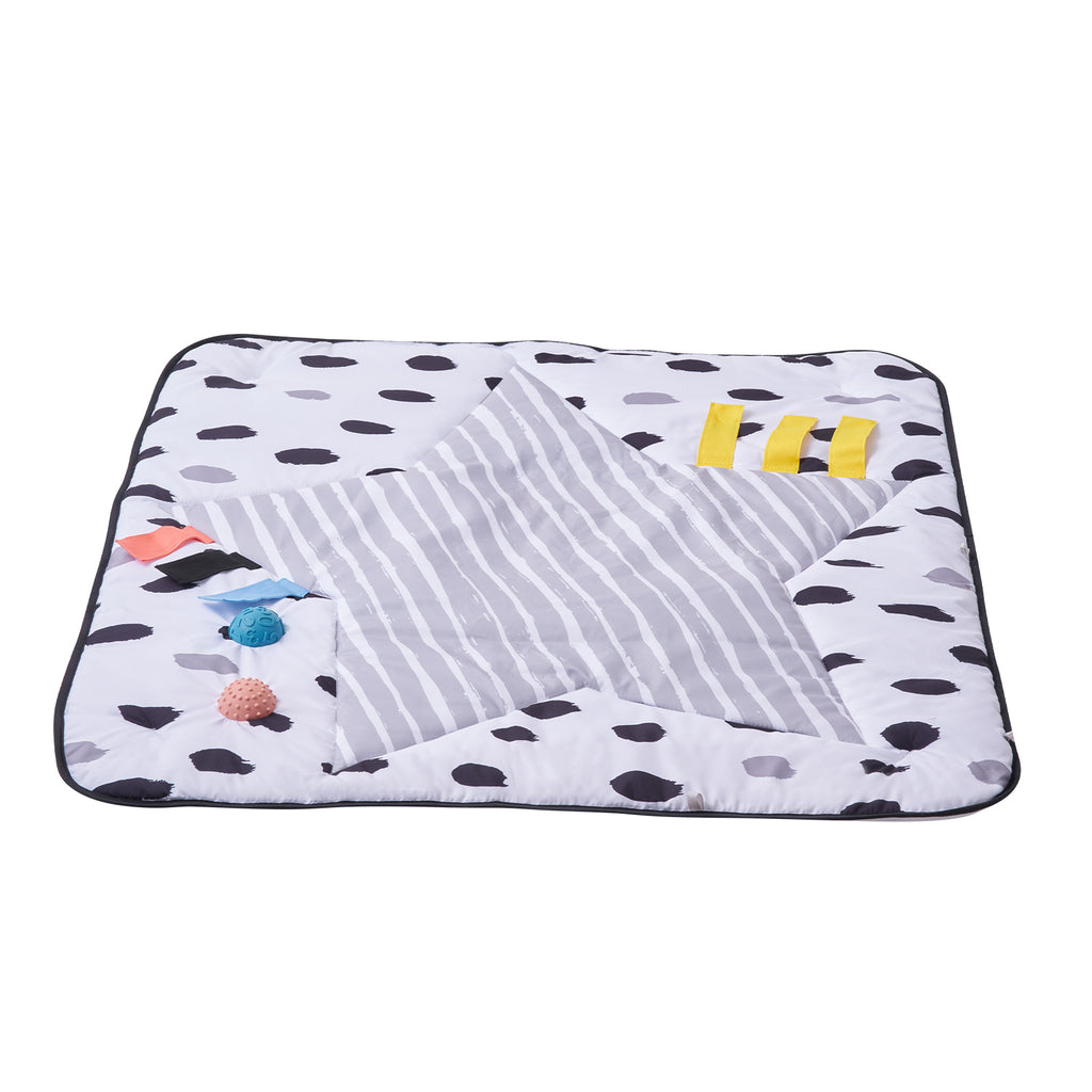 Baby Play Gym Mat Tummy Time Activity Mat with 6 Sensory Toys 34.4' x 34.4' | Premium Home Decor - Grand Goldman