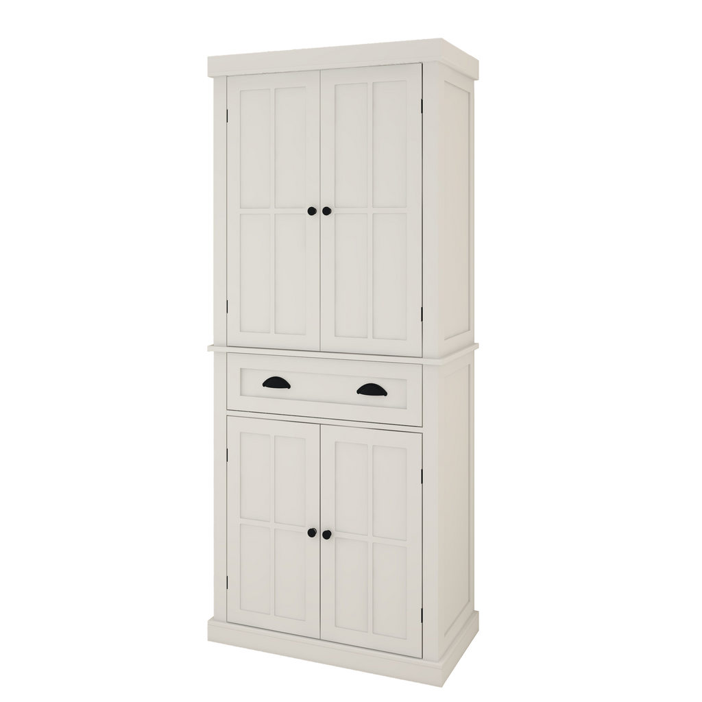 71' Kitchen Pantry Storage Cabinet , with 4 Doors, Drawer, 2 Adjustable Shelves, Freestanding Cupboard for Dining Room Living Room, Laundry-White - Grand Goldman Shop
