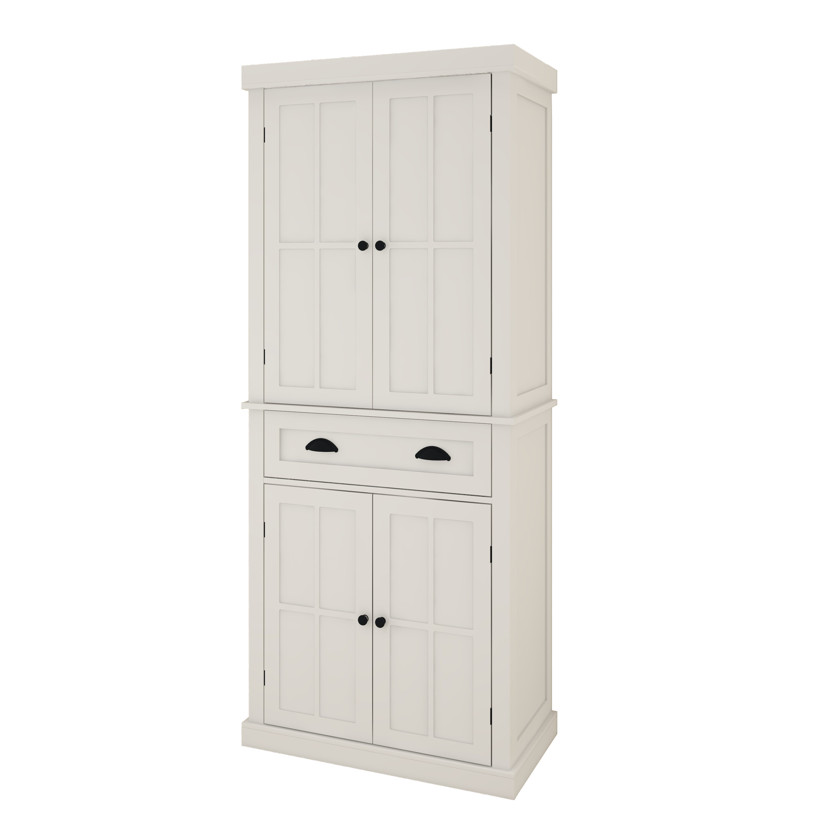 71' Kitchen Pantry Storage Cabinet , with 4 Doors, Drawer, 2 Adjustable Shelves, Freestanding Cupboard for Dining Room Living Room, Laundry-White - Grand Goldman Shop