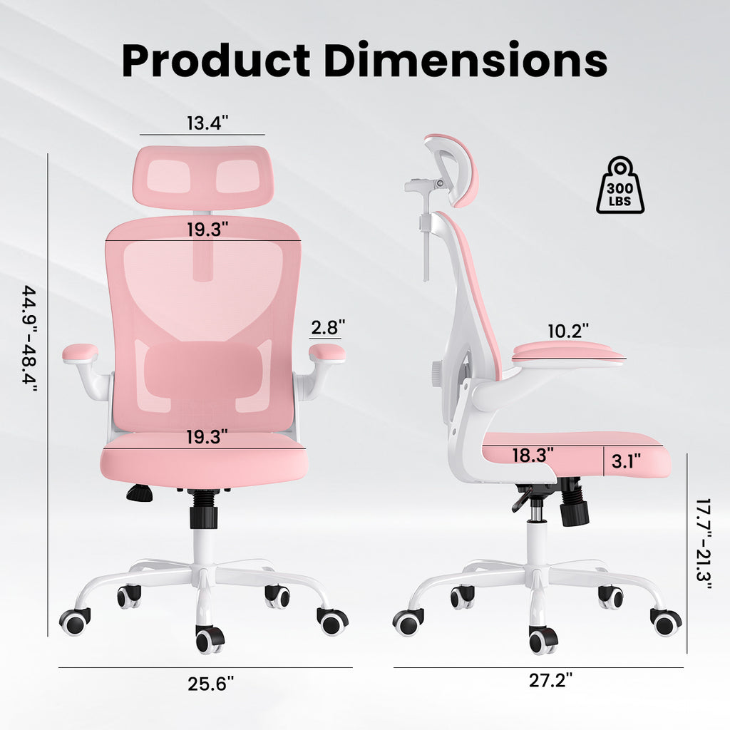Ergonomic Office Chair, Home Office Desk Chair with Headrest, High Back Computer Chair with Armrests and Adjustable Lumbar Su