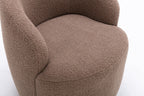 Teddy Fabric Swivel Accent Armchair Barrel Chair With Black Powder Coating Metal Ring,Coffee Brown - Grand Goldman Shop